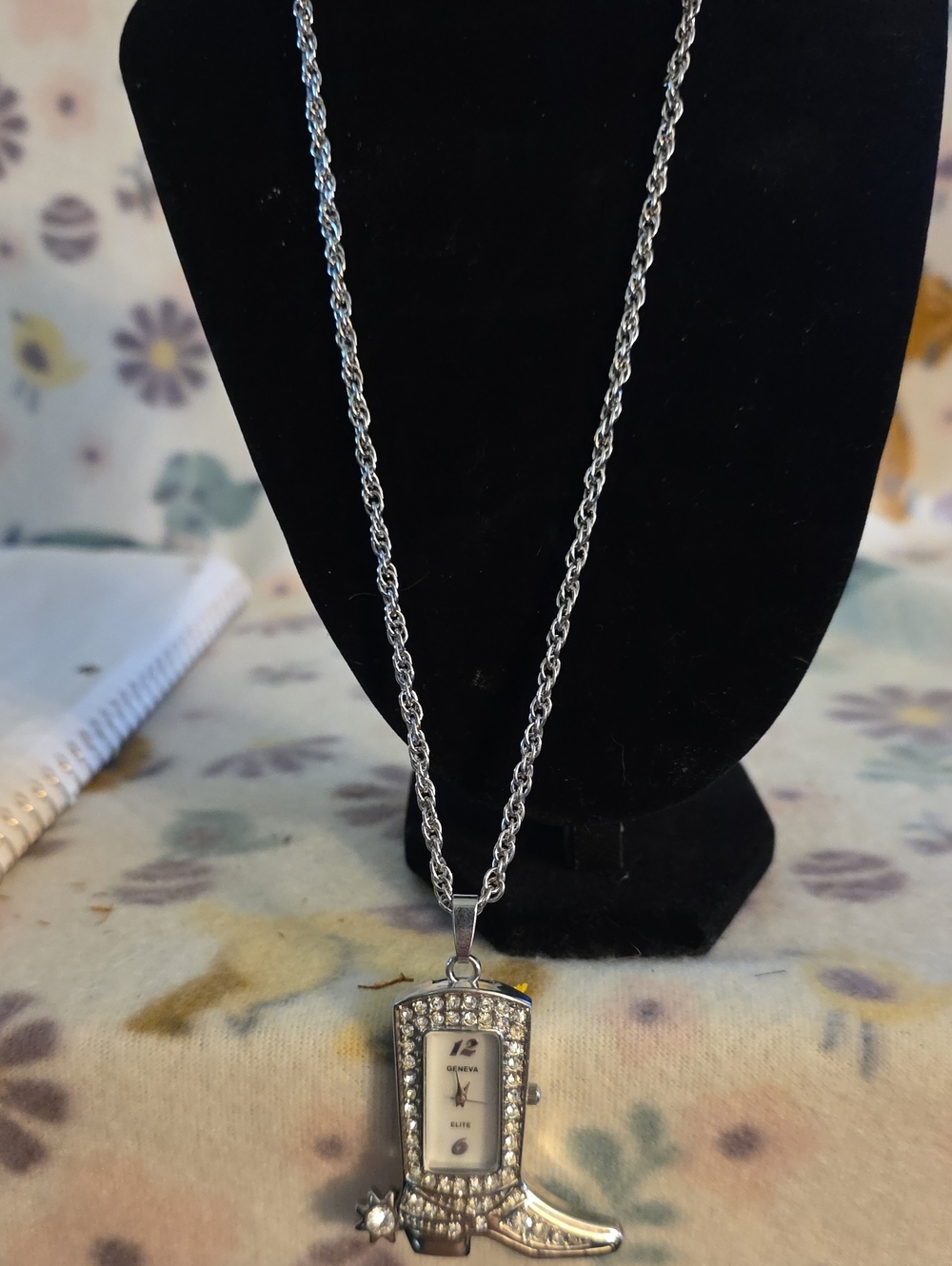 Geneva Crystal Western Boot Watch necklace - Picture 1 of 3